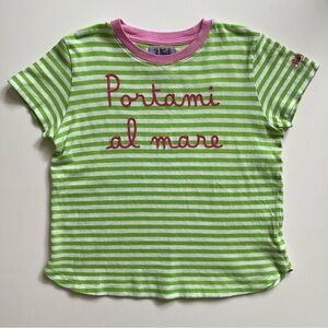 MC2 Saint Barths Girls Striped T-shirt w/ “Portami al mare” Embroidery - Size 12